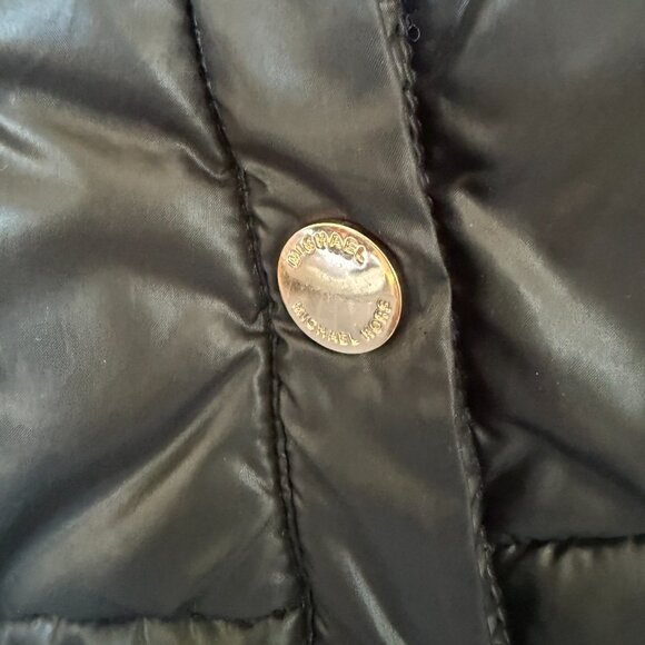 Michael Kors Kids Black Puffer Jacket Quilted Pink Fleece Lined MK Logo Zipper - Picture 7 of 16